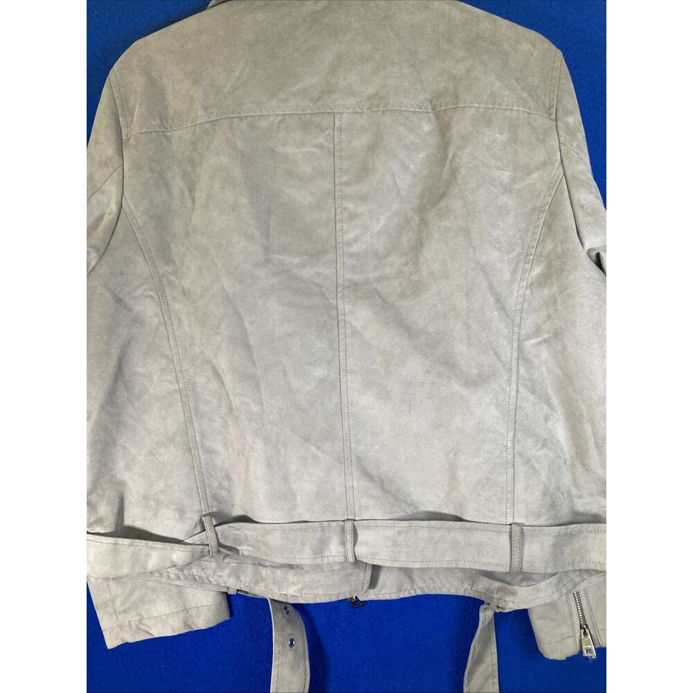 Levi Strauss & Co Womens Size 1X size 16-18 Faux Leather Moto Biker Jacket Grey - Picture 7 of 16